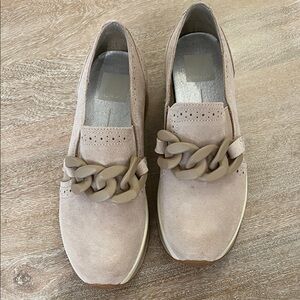 Dolce Vita Taupe Loafers with Chain Accent